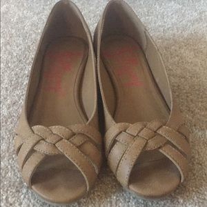 Faux-Leather Open Toe Wedges